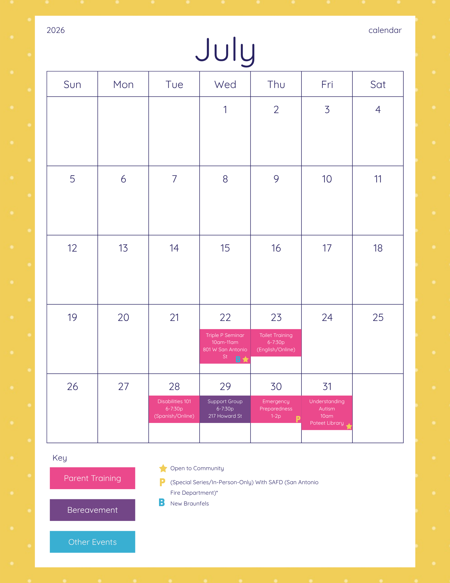 July 2026 Calendar